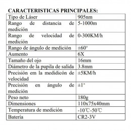 Caracteristicas Telemetro Laser medidor Velocidad, Distancia y Altura Rangefinder Aofar AF1000 alta precisión